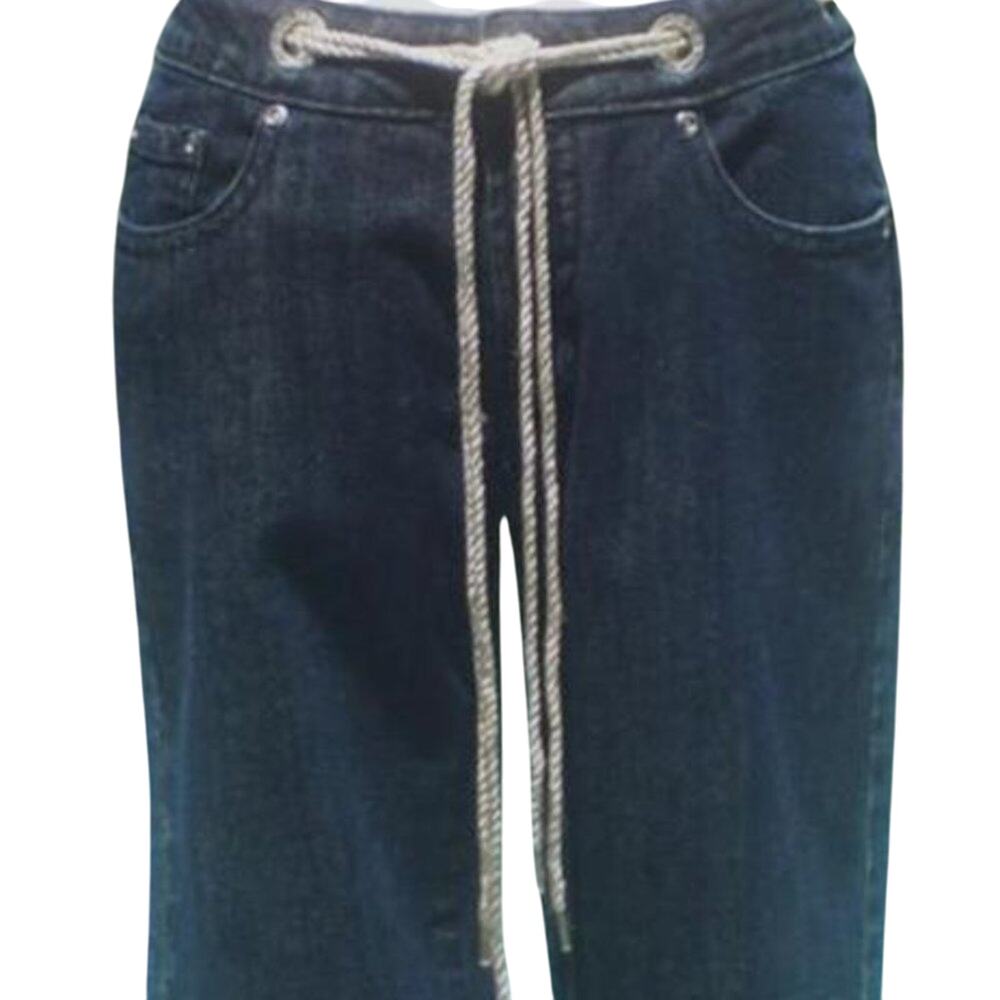 Cache Rhinestone Grommet at Waist Removable Belt Jean Pant Cropped New $128 NWT